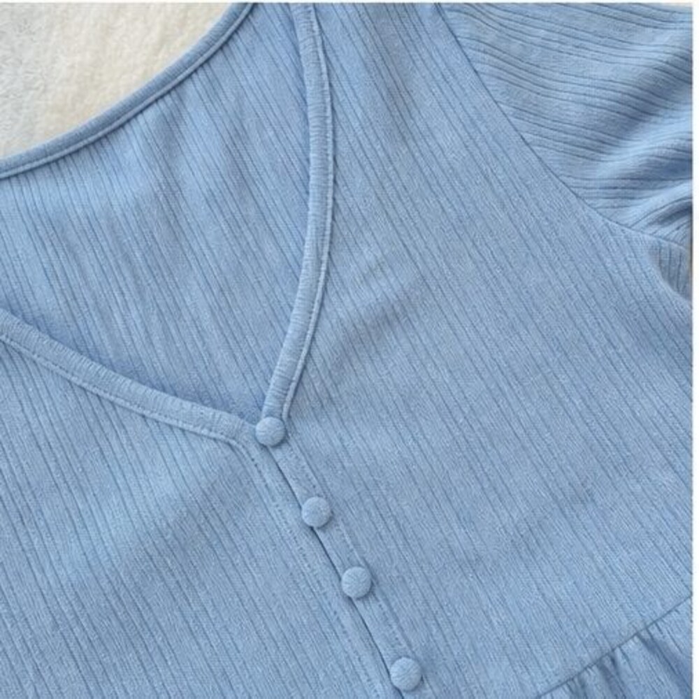 Blue Peplum Top - Picture 4 of 6